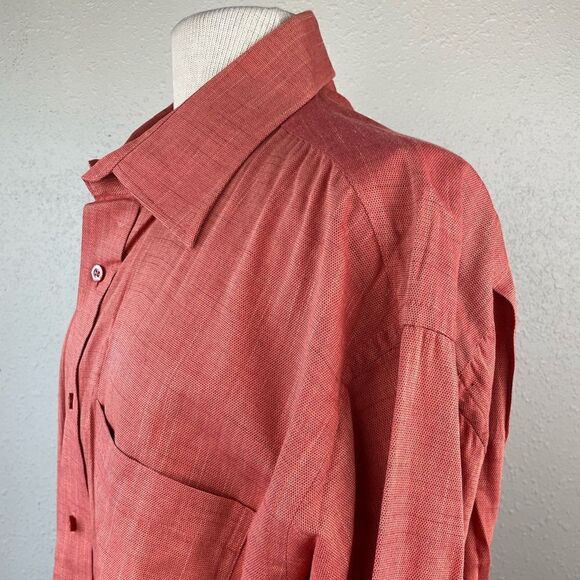 Linea Dome Chemise Burnt Orange Button Down Shirt Size XL EUC - Picture 4 of 6